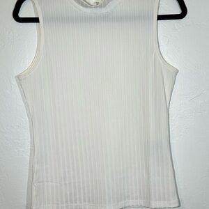 H&M White Ribbed Tank Top size Medium